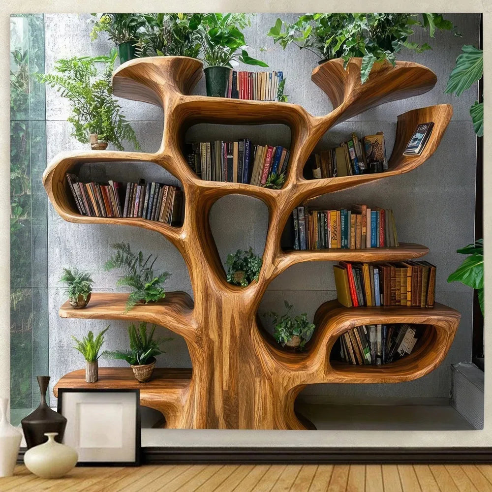 Tree Bookshelf Tapestry