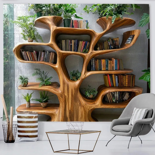 Tree Bookshelf Tapestry