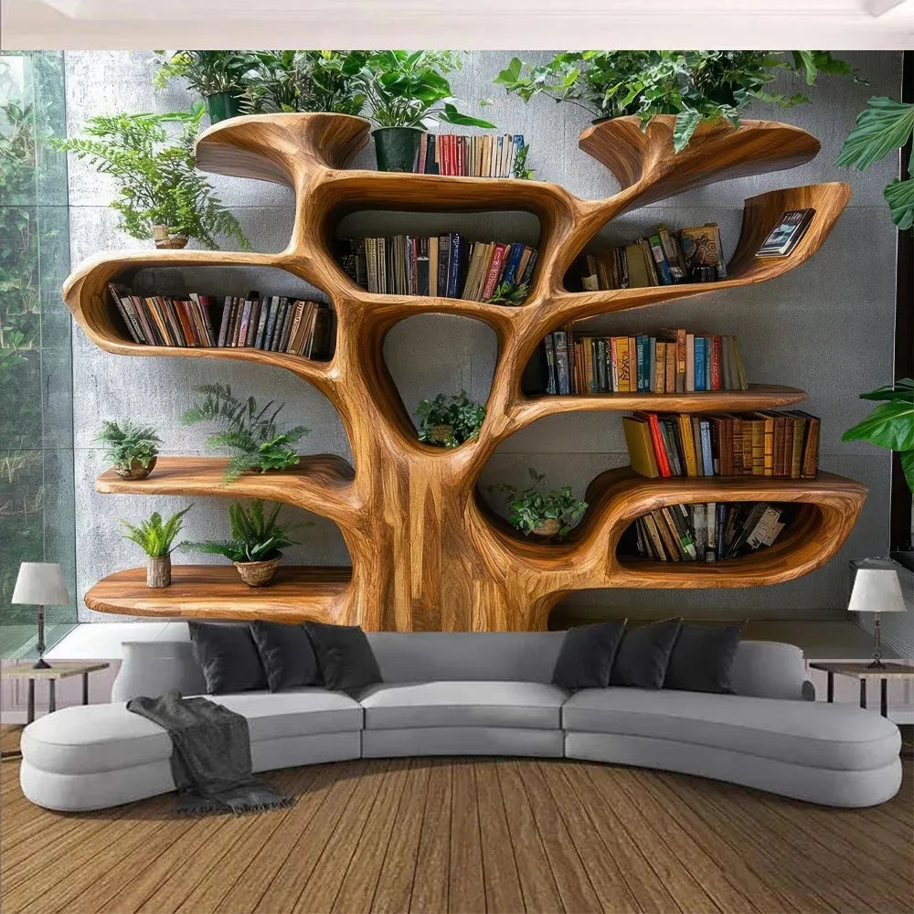 Tree Bookshelf Tapestry
